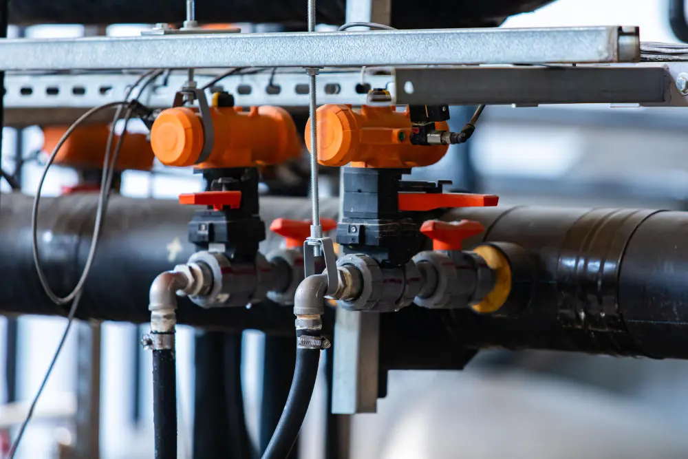 Gas pipework valves and inspection equipment prepared for a safety visit