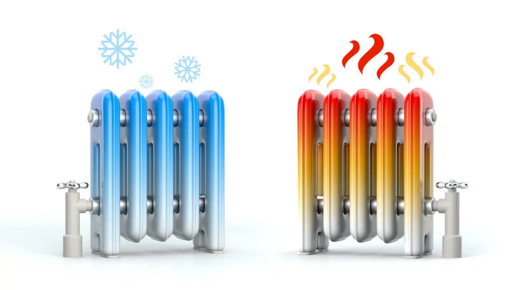 Illustration comparing a cold blue radiator with a warm red radiator