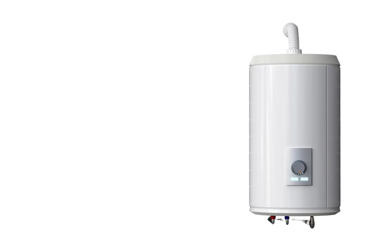 Illustration of a domestic hot-water cylinder and control unit